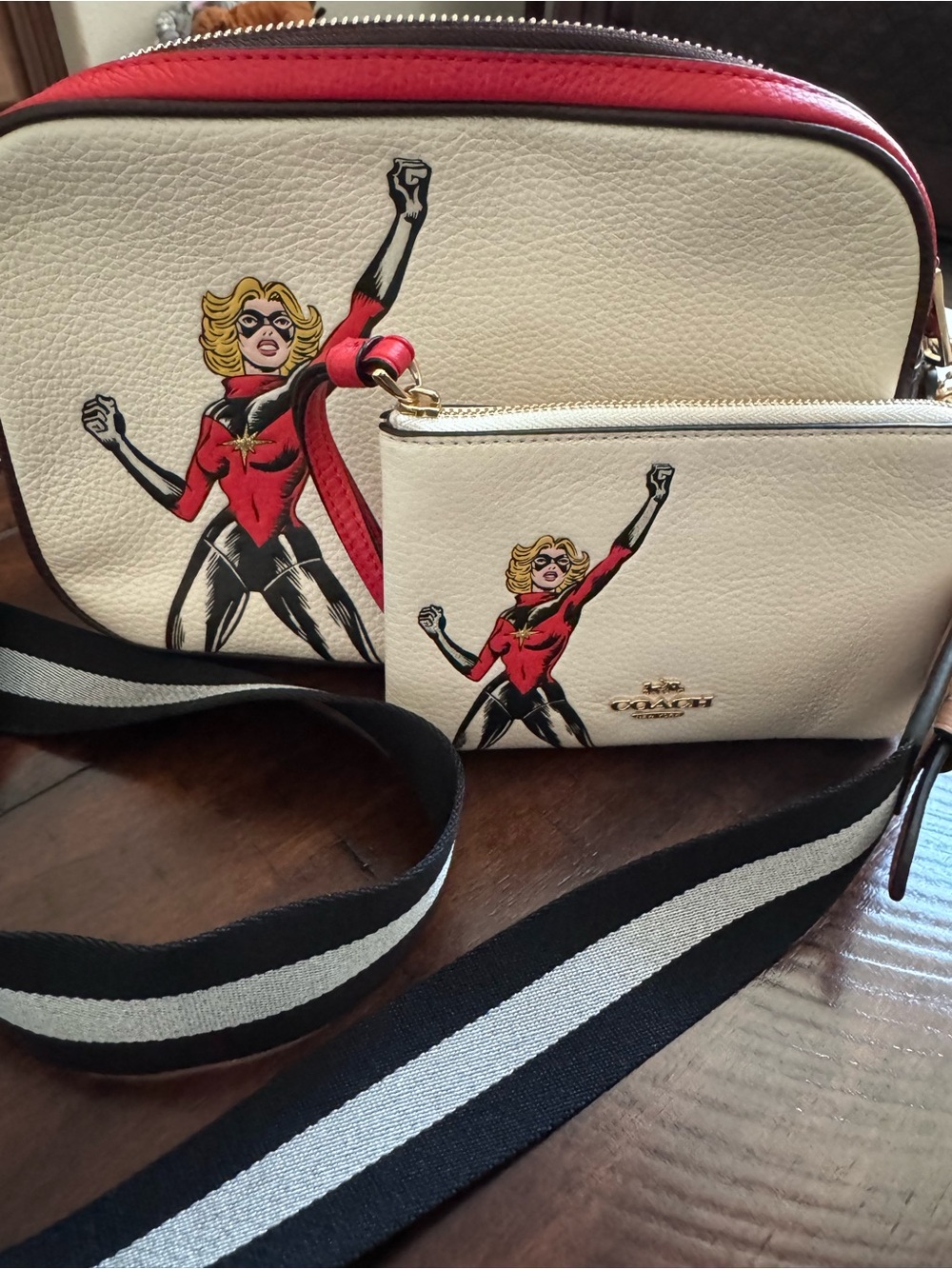 NWOT Coach White and Red Superhero Graphic Crossbody with Pouch